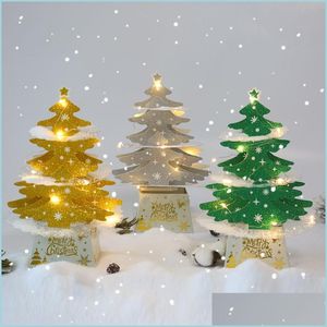 Kerstdecoraties kerstboomtafel Decoratie benodigdheden mini desktop kaart decoraties bomen met lichten nieuwigheidsgeschenken 11bq d3 dhwsi