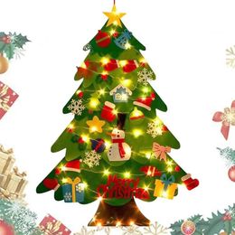 Decorazioni natalizie Albero di Natale Appeso a parete Albero di Natale in feltro con LED String Light Albero di Natale in feltro per bambini Piccoli con 21 pezzi 231113