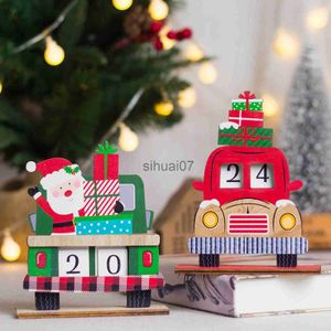 Decoraciones navideñas Calendario de Adviento de madera de Navidad Calendario de Navidad DIY Adorno de coche Calendario de Navidad Adorno de escritorio Regalos de Navidad para niños x1020