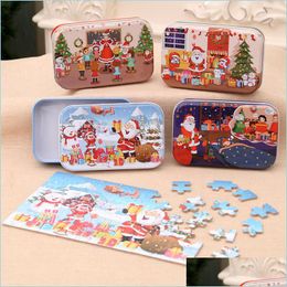 Kerstdecoraties Kerst houten puzzel Kids speelgoed Santa Claus Kerstmis Kinderen Vroege educatieve houten jigsaw geschenken drop levering h dhxft