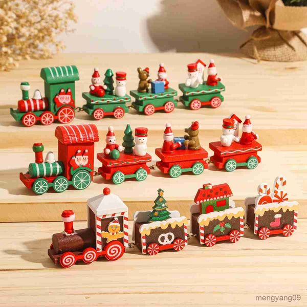 Decoraciones navideñas Tren de madera navideño Adornos navideños Decoraciones navideñas para el hogar 2023 Decoración del árbol de Navidad Noel Navidad Regalos de año nuevo R231107