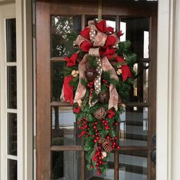 Décorations de noël couronne de noël bonbons couronne artificielle fenêtre porte murale guirlandes suspendues rotin maison décoration de noël année Navida 231207