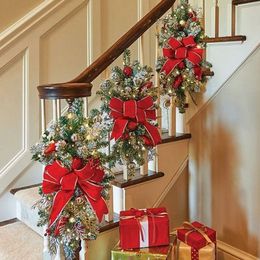 Décorations de Noël Couronne de Noël pour porte d'entrée, fenêtre, escaliers, couronnes de 40,6 cm, garniture d'escalier, décoration de vacances de Noël