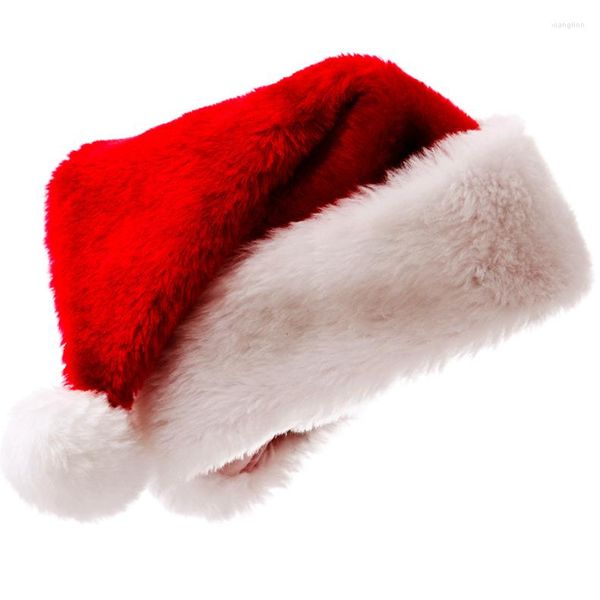 Décorations de noël classique chapeau adulte enfants épais chaud père noël rouge blanc bonnet chapeaux ornements décoratifs fête cadeau de noël