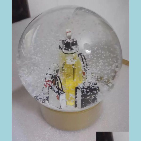 Decoraciones navideñas Clásicos Decoración navideña dorada Globo de nieve con botella dentro de bola de cristal para regalo de cumpleaños especial Dhu6F