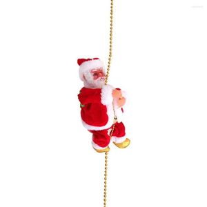 Adornos navideños Escalada Santa Muñeco de peluche de juguete para la decoración que se mueve en la cadena de cuentas de 3 pies con música Claus eléctrico