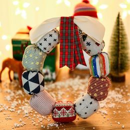 Décorations de Noël Tissu Suspendu Guirlande Avec Rubans Arc Porte Signe Arbres De Noël Ornements Collection Décorative Ferme Cadeaux