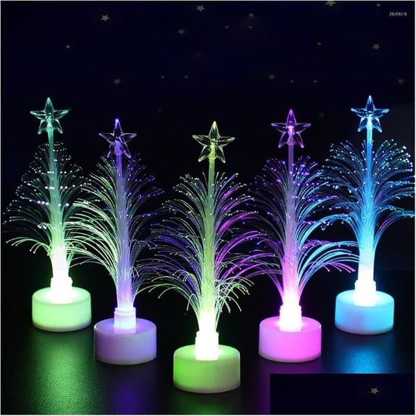 Decoraciones navideñas Cambio de color Luz Árbol de fiesta Lámpara LED Regalo de año en el hogar Colorf Fibra óptica Entrega de gota Jardín Suministro festivo Dhprh