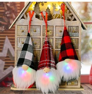 Kerstversiering Kleurrijke LED Gebreide Pop Met Snorhaar Feest Kabouters Hanger Vakantie Plaid Sneeuwbloem Kerstman Geschenken GWB16353
