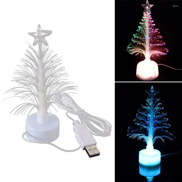 Décorations de Noël Arbre optique coloré Bureau LED alimenté par USB pour chambre à coucher Centre commercial Arbres à la maison