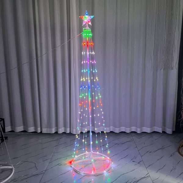 Decoraciones navideñas Luz de rama de árbol giratoria cónica LED Espiral Torre de cono de árbol RGB Luz de asta de bandera Luz de color de árbol de Navidad 231202