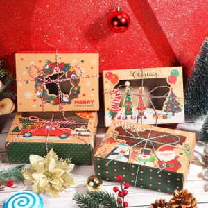 Décorations de Noël Boîtes à biscuits Motif coloré avec fenêtre Grande boulangerie Friandise pour pâtisseries Cupcakes Brownies Donuts Cadeau Givin Otoki