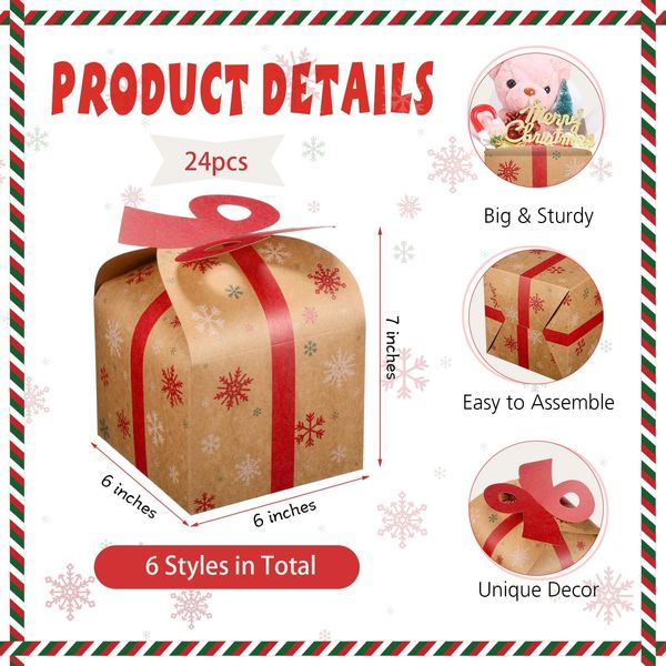 Décorations de Noël Boîtes à biscuits avec des arcs Kraft Treat Goody Papier Vide Santa Candy Bonhomme de neige Cadeau de flocon de neige pour les vacances de Noël contiennent Otivg