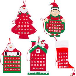 Décorations de Noël Compte à rebours Calendrier non tissé tissu Noël Noël Calendriers Soft Wall suspendu Merry Drop Livrot Home Gard Dhgkm