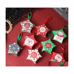 Kerstdecoraties Creatieve snoepdoos Kleur afdrukken Kerstmis met handgreep Star Geschenken Dozen Drop Delivery Home Garden Feestelijke par Dhwjg