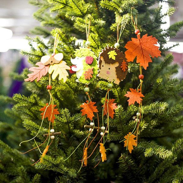 Decoraciones navideñas, árbol de dibujos animados creativo, colgante, erizo, adornos para habitación de niños, decoración de fiesta de año de Navidad