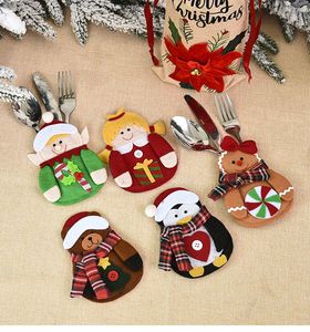 Kerstdecoraties Creatief schattige variëteit aan cartoonpoppenmes en vork servies voorraden mini -scene lay -out