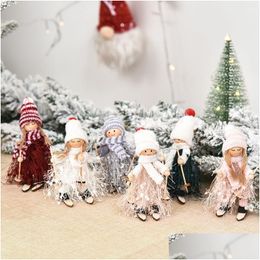 Décorations de Noël Creative Mignon Fibre de bois Fil de pompon Skll Pendentif Bijoux Drop Livraison Maison Jardin Fête Fournitures Dhlsu