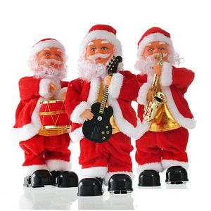 Décorations de Noël Creative électrique Père Noël chantant danse instrument de musique année cadeau pour enfants jouet Navidad Noël décor Dhaw1