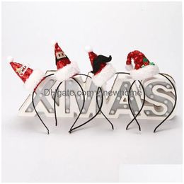 Decoraciones navideñas Sombreros creativos Hairbands Santa Beard Head Band Navidad Lentejuelas Headwear Noel Regalo para niñas Feliz Feliz Año 231017 DHejs