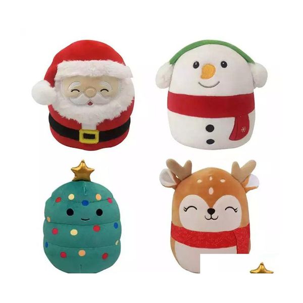Decoraciones navideñas Kwaii creativo Decoración de fiesta de dibujos animados lindo Regalos para niños Muñeco de nieve Papá Noel Ciervo Árbol de Navidad Peluches de peluche Dhyaj