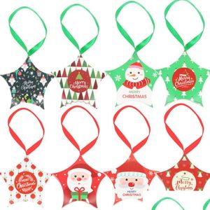 Décorations de Noël Creative Santa Claus Candy Box Impression couleur Noël avec poignée corde étoiles cadeaux boîtes livraison directe maison jardin Dhatq