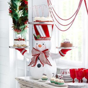 Kerstversiering Creative Santa Snack Plate Sneeuwpop Dessert Tafel Fruit Cake Stand Party Candy Voedsel Dienblad Xmas Rack