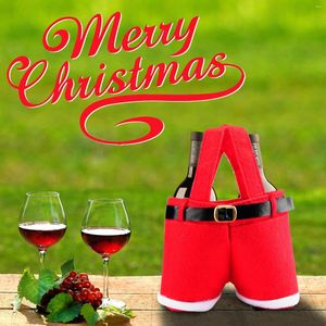 Décorations de Noël créatives, sacs de bouteilles de vin, pantalons de père noël, décoration pour la maison, cadeau de joyeux, petit fourre-tout, 2023
