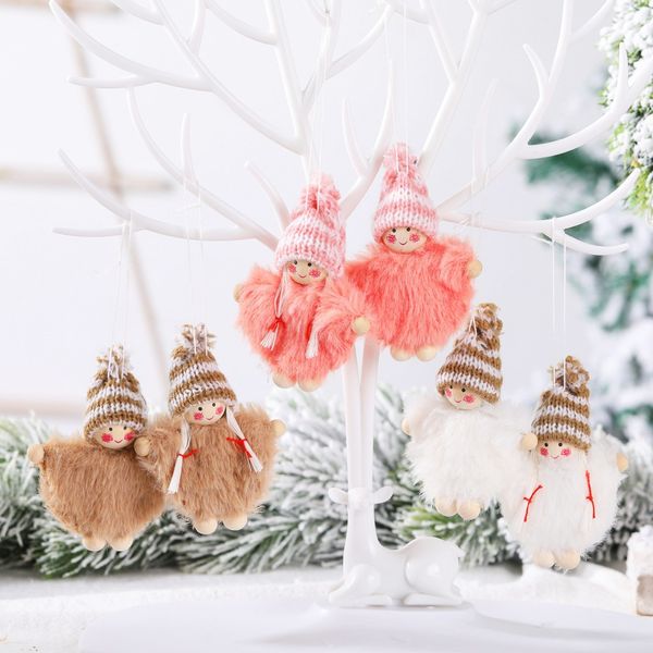 Decoraciones navideñas Sombrero de lana de madera creativo Conjunto de capa para niños y niñas Muñeca Colgante de árbol de Navidad Venta al por mayor Europa y América