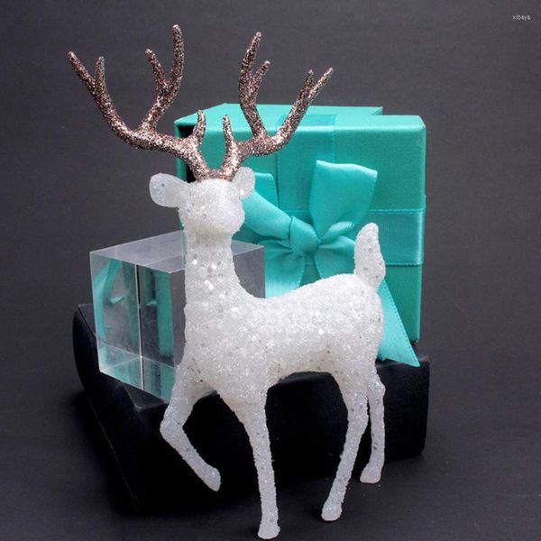 Adornos navideños Cristal Reno Ciervos Decoración Elk Estatuilla Ornamento Vacaciones Animal Estatua para regalos para el hogar