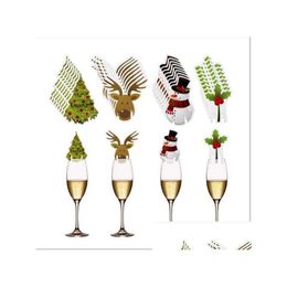 Kerstdecoraties Cup Card Decoratie Kerstman Wijnglas Decor Kerstmis ornamenten Home Party Jaar Gift GC577 Drop Delivery GA Dhshy