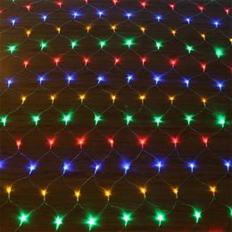 Decoraciones navideñas Cortina Luz LED Fairy String Net Mesh Navidad 3x2m 200led EU 220V Fiesta Año de boda Guirnalda Decoración de jardín al aire libre 231207