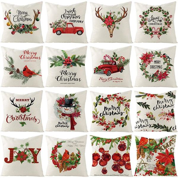 Décorations de noël housse de coussin bonhomme de neige joyeux décoration pour la maison Navidad 2023 noël cadeau ornements année