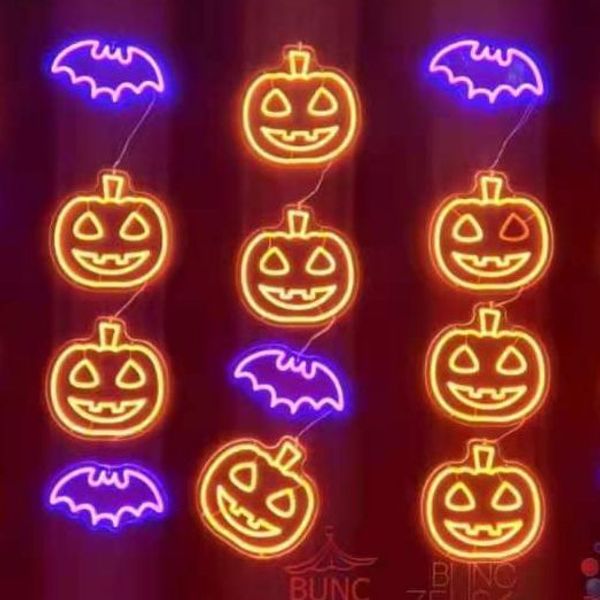 Decoraciones navideñas Calabaza personalizada LED Letrero de luz de neón Habitación Decoración de pared Luces Decoración de fiesta de Halloween Regalo para niños 230921