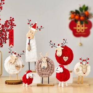 Décorations de Noël décoration animale mignonne mouton en feutre petits ornements bureau bureau décoration de la maison accessoires chambre sculpture de Noël 231019