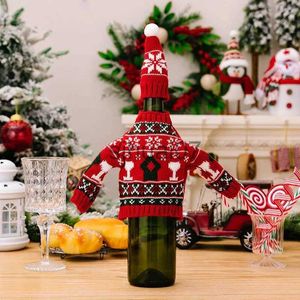 Kerstversiering Leuke kerstwijnflessenset Gemakkelijk mee te nemen Kleding en wijnflessenset Decoratie Champagneflessenrek Decoratie Handig x1020