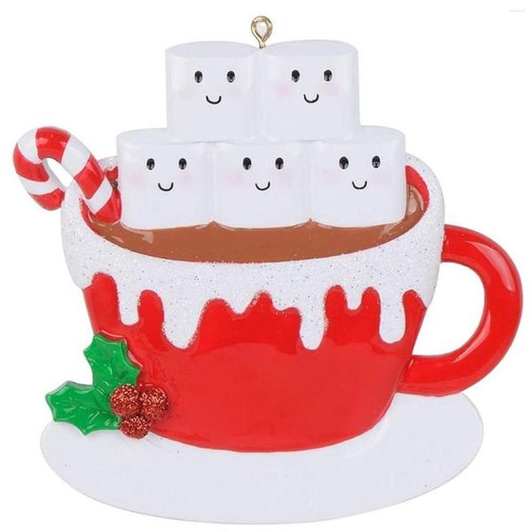 Adornos navideños, lindos adornos para tazas de café, colgantes de árbol, resina DIY, colgante familiar personalizado, regalo de año 2022