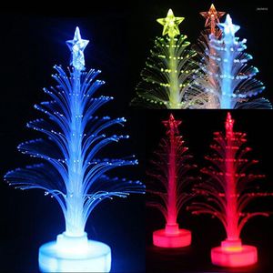 Décorations de noël mignon coloré LED fibre optique veilleuse arbre lampe lumière enfants cadeau de noël pour enfants femmes filles