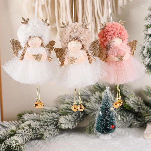Décorations de noël, poupée mignonne pour fille, pendentif en fil de corne de cerf, robe d'arbre d'ange en peluche, décoration de noël, cadeaux de l'année