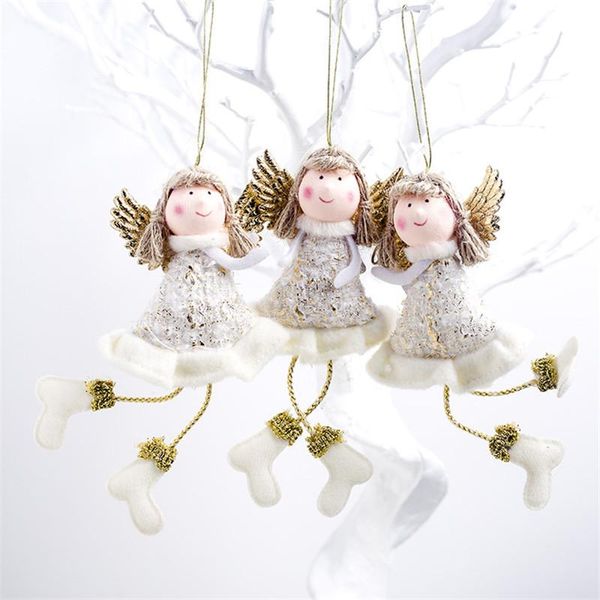 Decoraciones navideñas adornos lindos tela ángel niña colgante de muñecas haning árbol de decoración de árboles para christmas