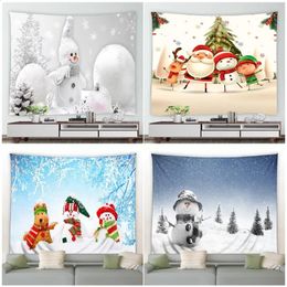 Decorações de Natal Bonito Boneco de Neve Tapeçaria Dos Desenhos Animados Animal Elk Papai Noel Decoração de Natal Pendurado na Parede Inverno Neve Natureza Paisagem Tapeçarias 231030