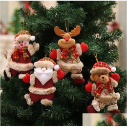 Décorations de Noël Décoration d'arbre mignon Pendant Santa Clause Bear Snowman Elk Doll Ornaments pour la maison à 859 Drop Livraison Dhlf6