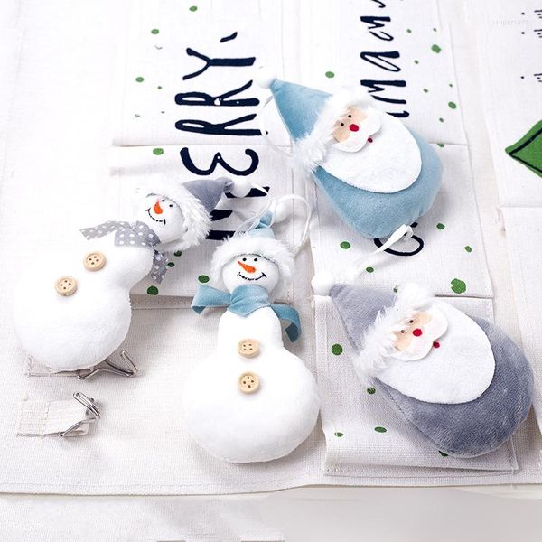 Décorations de Noël décoration d'arbre mignon pendentif gris bleu santa claus neige du jouet de poupée de poupée suspendue