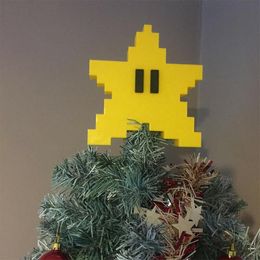 Décorations de Noël mignon jaune Pixel étoile de mer arbre Topper pendentif en plastique décoration de fête dessin animé fournitures de noël
