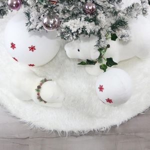 Décorations de Noël Cyd - Jupe d'arbre en peluche blanc pur Artificielle FurSoft Tapis confortable pour animaux de compagnie Chambre Salon El