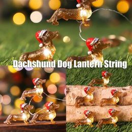 Kerstversiering Teckel Lichtslingers Kerstdecoratie 2D Puppy LED-fonkelende lichtjes 30m 30 lampjes USB Werkt op batterijen met afstandsbediening 231113