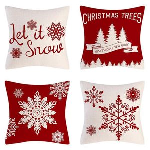 Décorations de Noël décor couvertures d'oreiller en jeu de 4 étui de lin rustique de vacances de ferme pour canapé canapé décorat