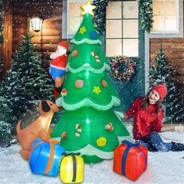 Decoraciones navideñas Decoración 2/1 m Inflable Spree Tree Doll Creativo Santa Claus Cachorro Patio Decoración Humor Toy205m