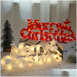 Kerstdecoraties Decoratie 2022 Jaar Xmas Merry Led Letter Tag Light String Fairy Garland Home Noel Drop Delivery Garden Festi DHQ1M