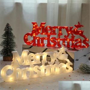 Adornos navideños Decoración 2022 Año Navidad Merry Led Carta Etiqueta Cadena de luces Guirnalda de hadas Hogar Noel Drop Delivery Garden Festi Dhupt